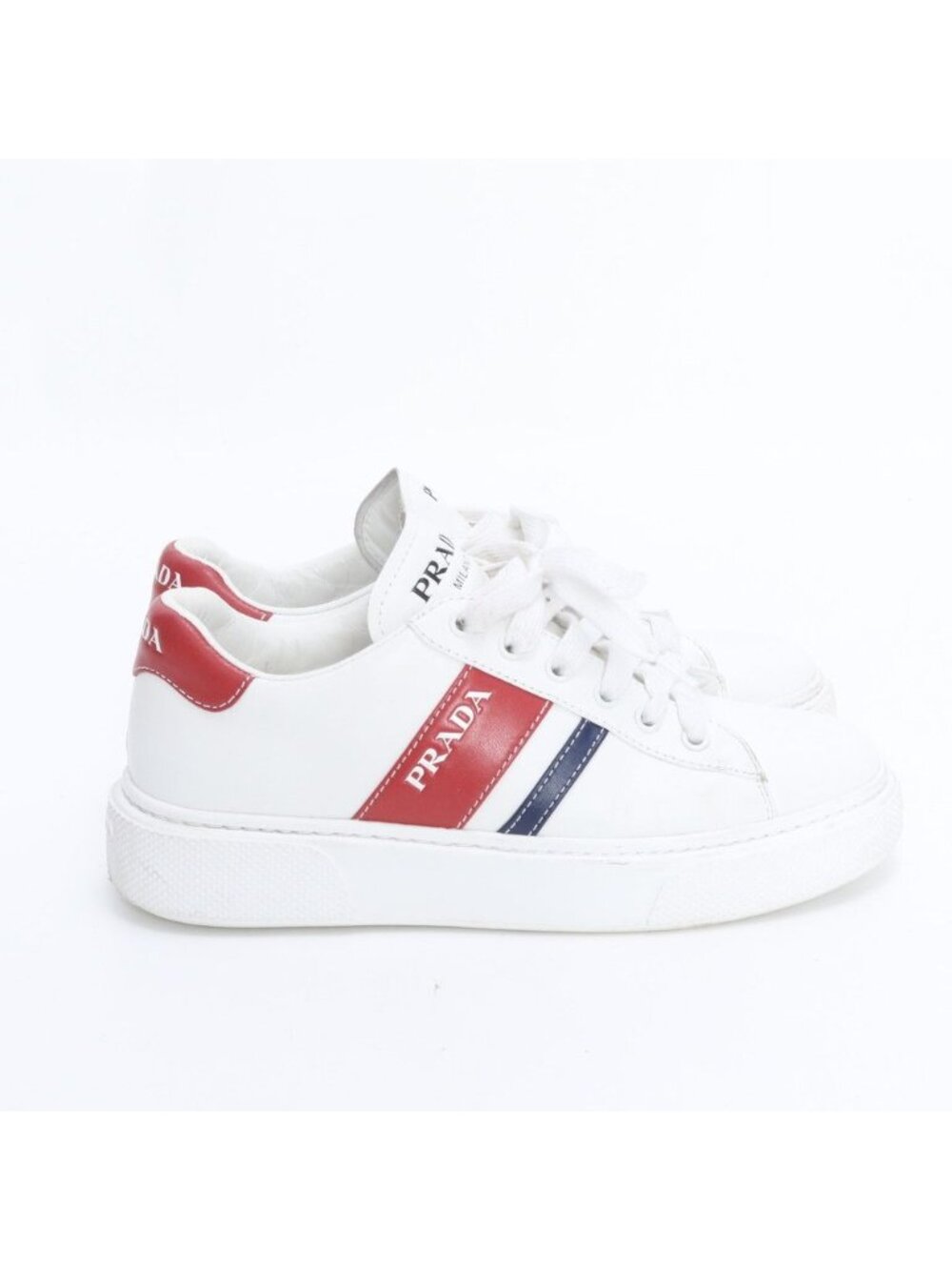 Prada Leather Low Cut Sneakers Lace Up Shoes Flat - Picture 5 of 8